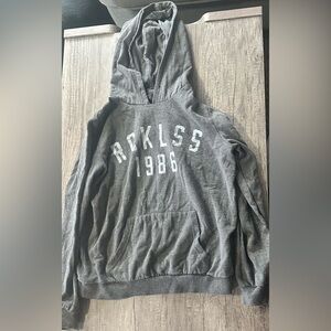 Young and Reckless Gray and White Hoodie Size Small